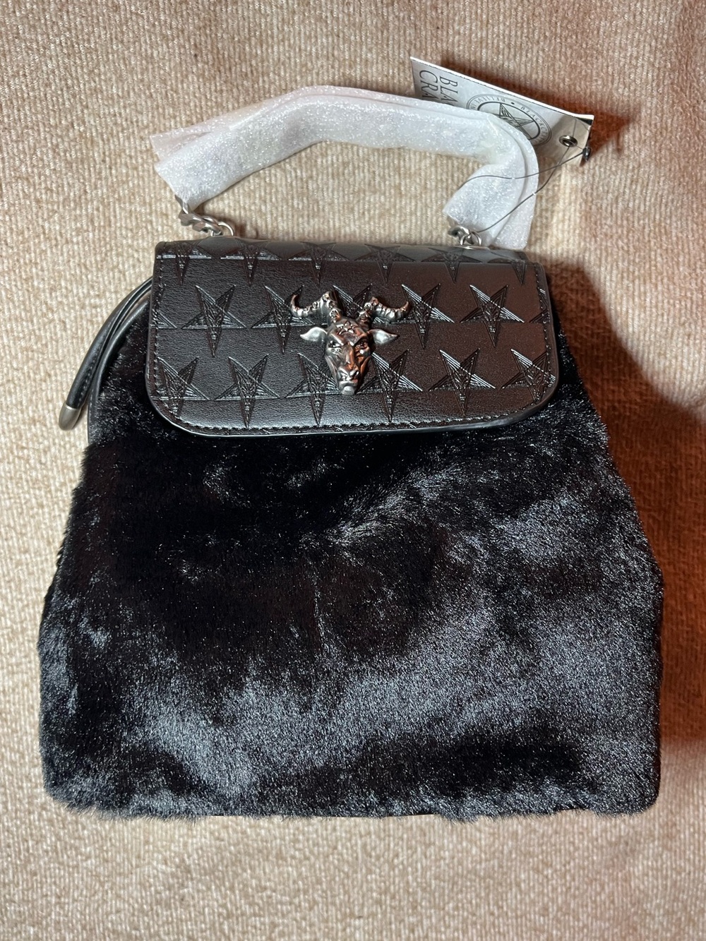 BAPHOMET MINI FAUX FUR BACKPACK by BLACKCRAFT CULT BAG